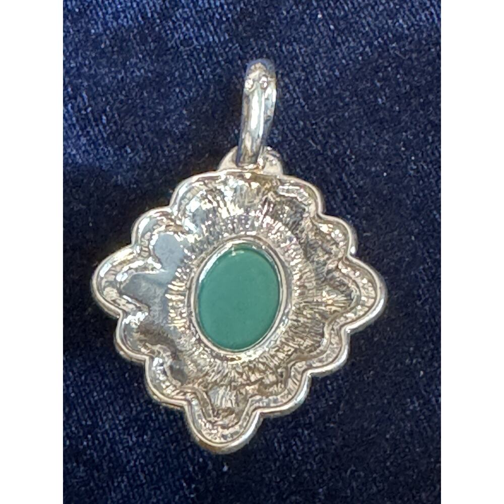 Vintage Southwest Style Turquoise Red Cabochon Silver Tone Statement Pendant - Picture 2 of 4